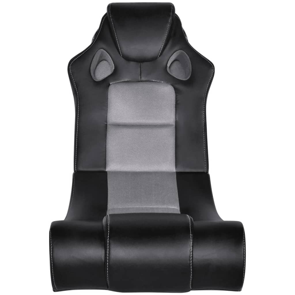 vidaXL Cadeira de balanço musical de couro artificial preto cinzento
