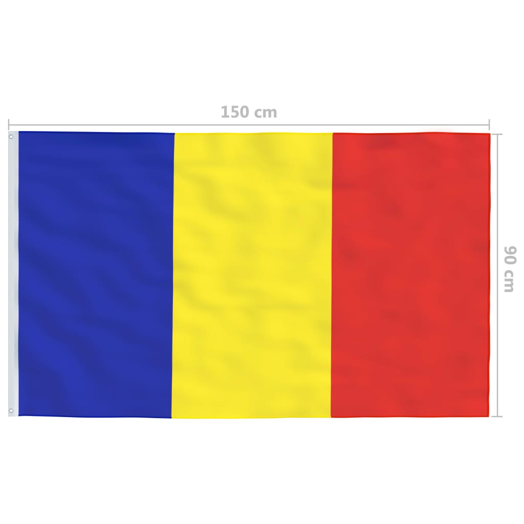 vidaXL Bandeira da Roménia com mastro de alumínio 6,2 m