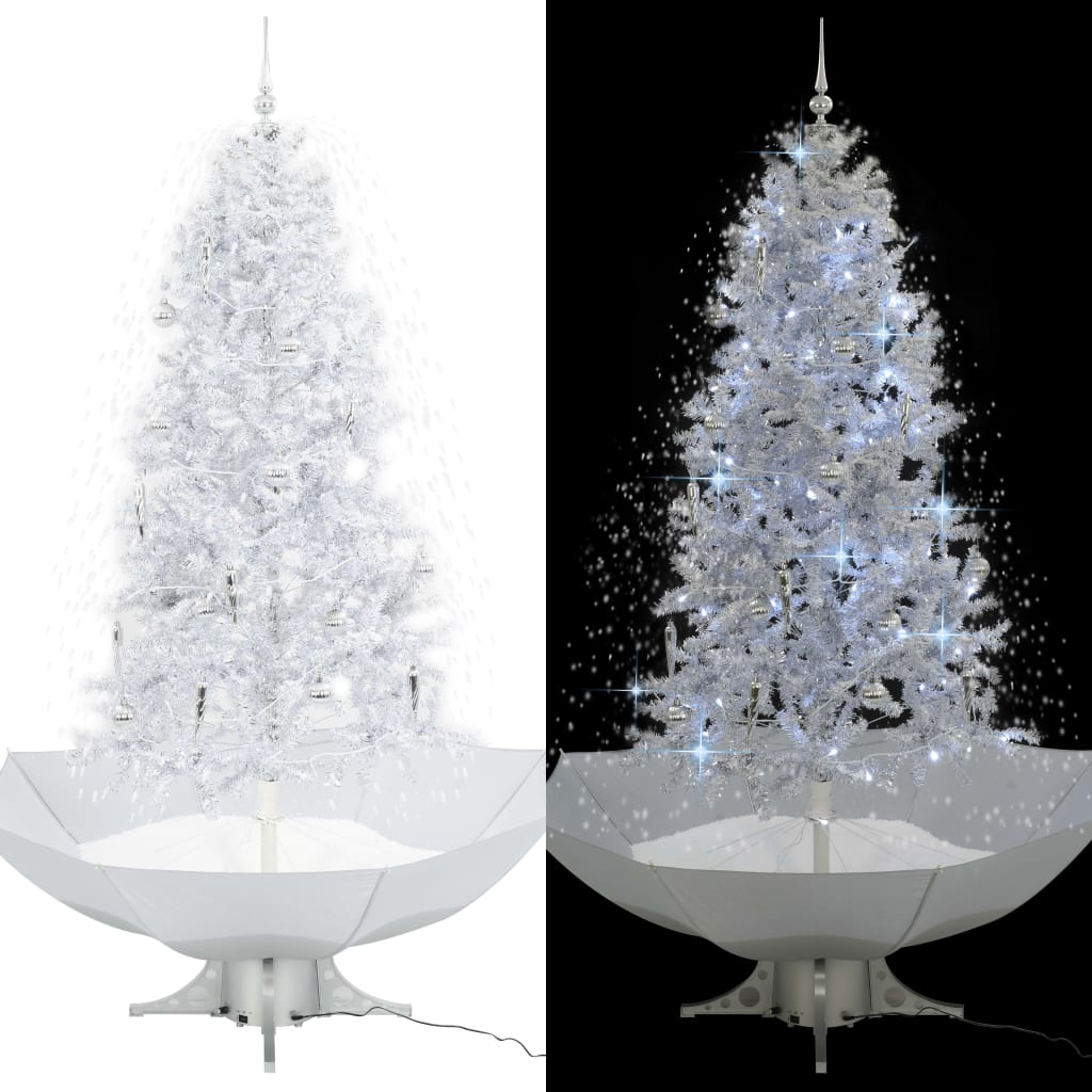 vidaXL Árvore de Natal c/ neve base formato guarda-chuva 190 cm branco