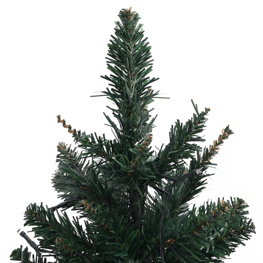 vidaXL Árvore de Natal artificial pré-iluminada + suportes PVC verde