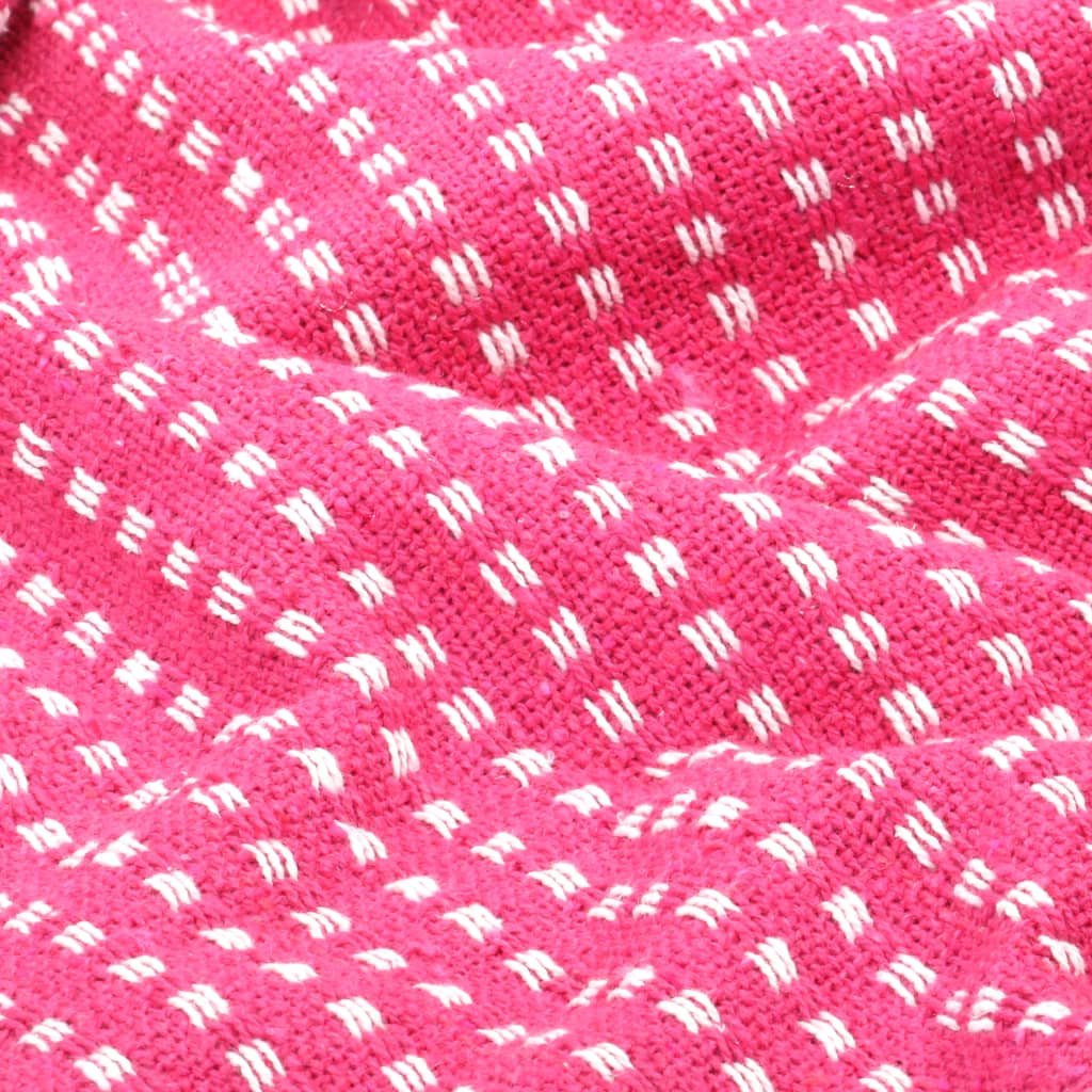 vidaXL Manta em algodão aos quadrados 220x250 cm rosa