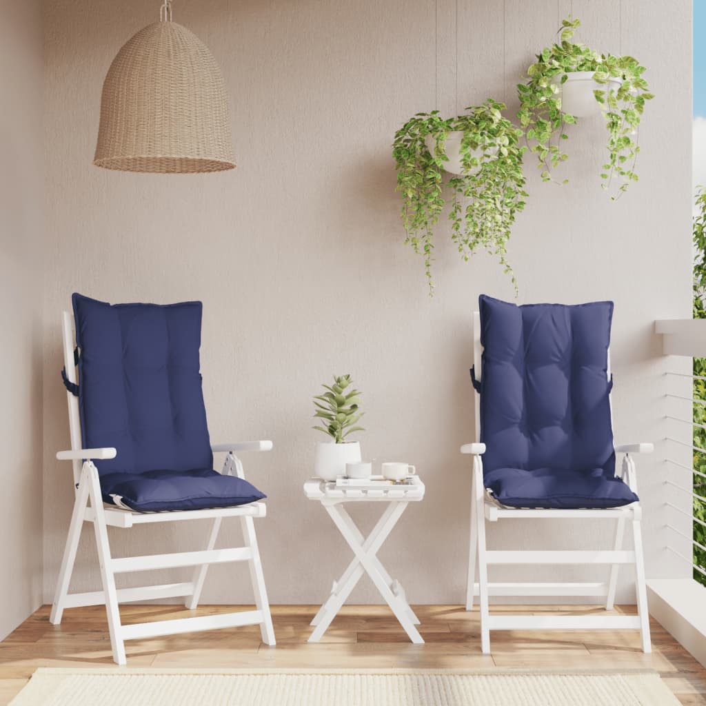vidaXL Almofadões cadeira encosto alto 2pcs tecido oxford azul-marinho