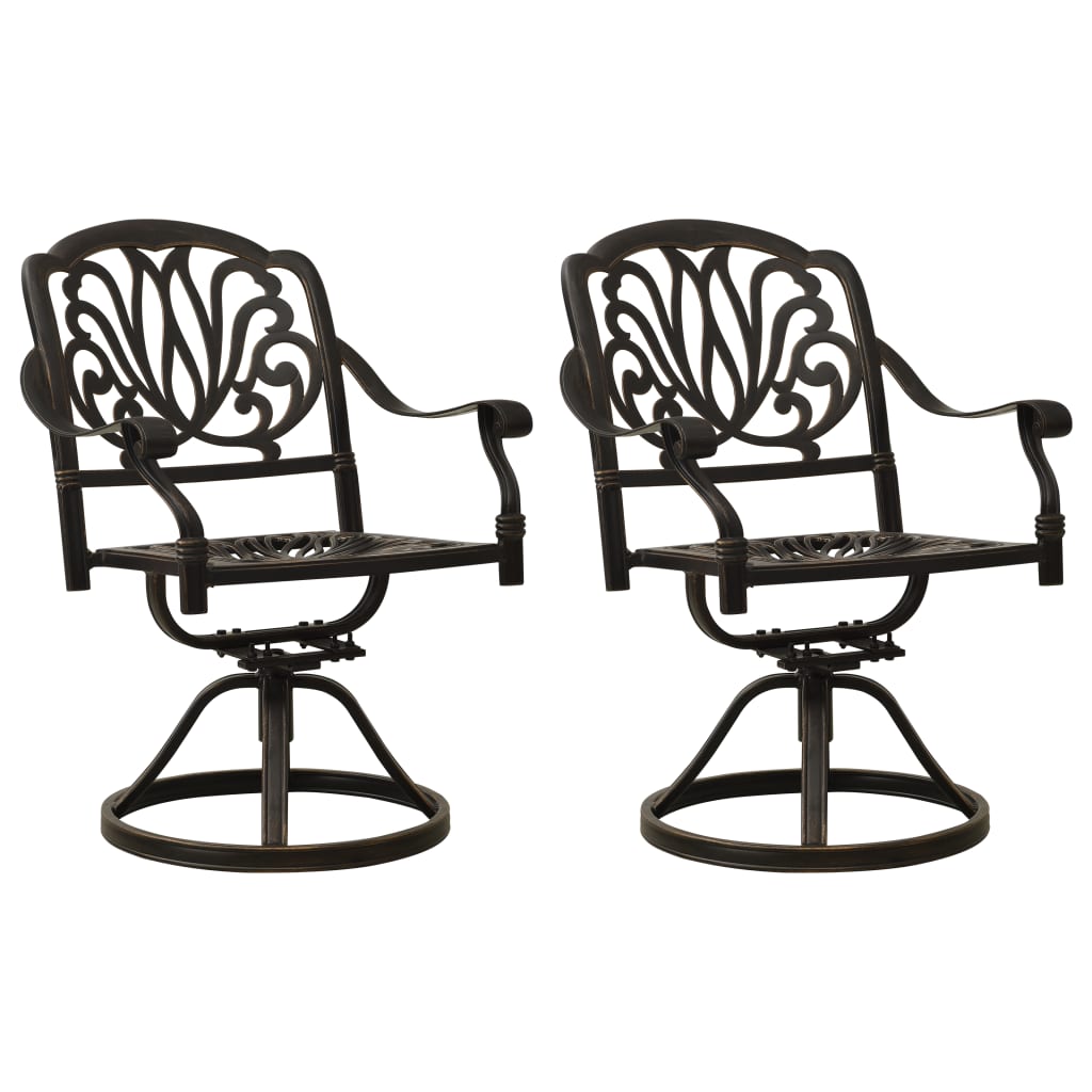 vidaXL Cadeiras giratórias de jardim 2 pcs alumínio fundido bronze