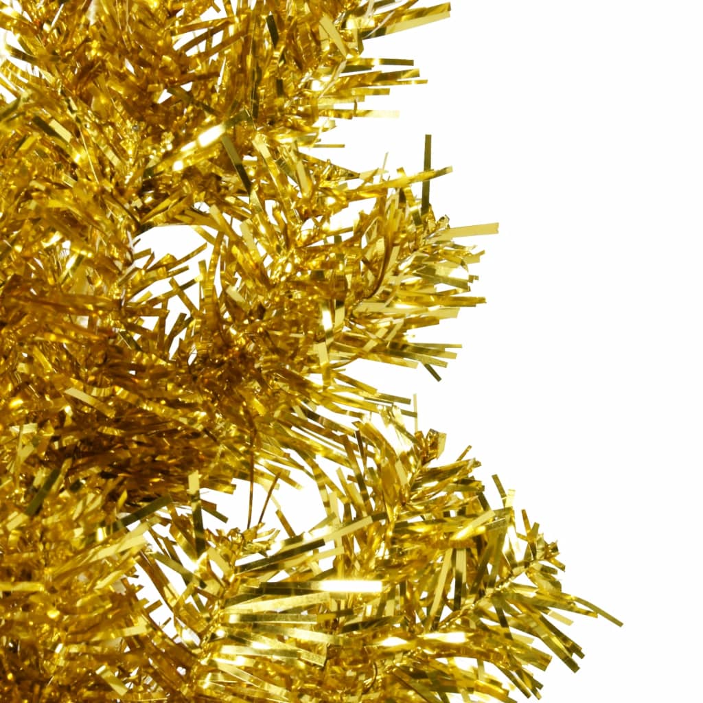 vidaXL Meia árvore de Natal fina com suporte 120 cm dourado