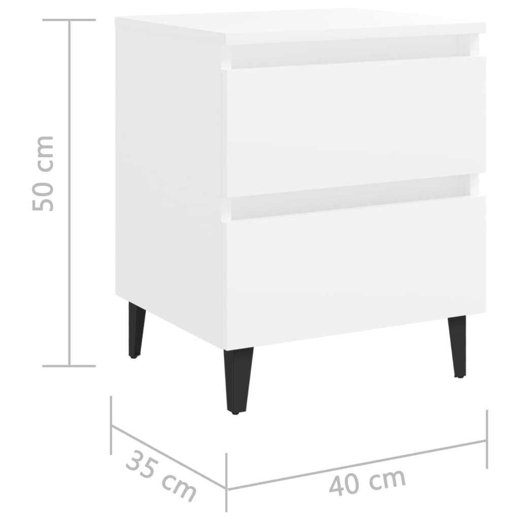 vidaXL Mesa de cabeceira 40x35x50 cm contraplacado branco