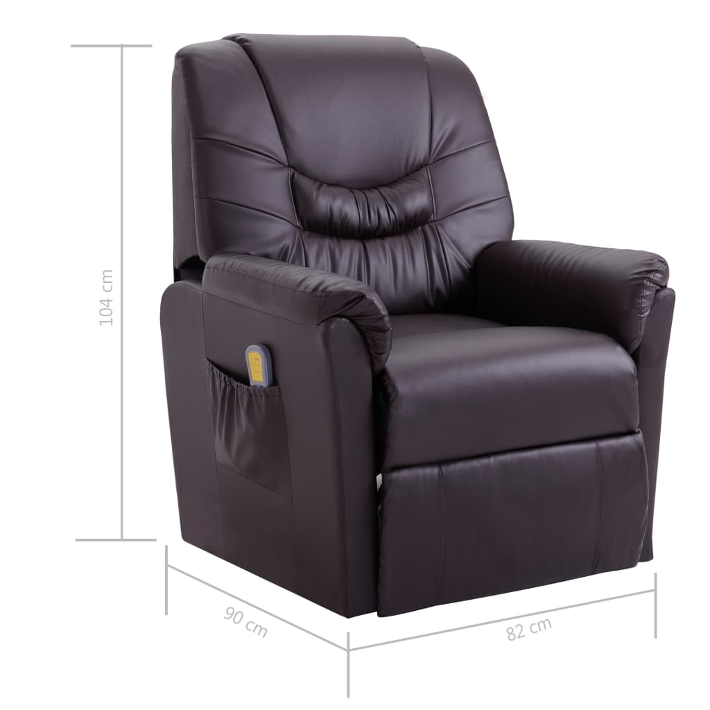 vidaXL Cadeira de massagens reclinável couro artificial castanho