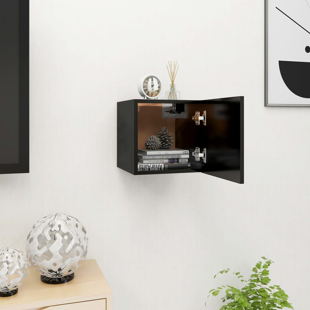 vidaXL Móvel de TV de parede 30,5x30x30 cm preto