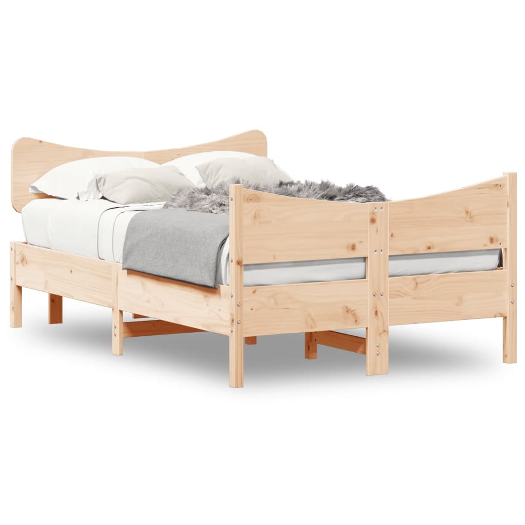 vidaXL Estrutura de cama com cabeceira 120x200 cm pinho maciço