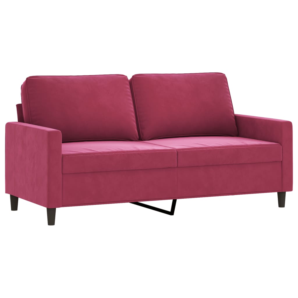 vidaXL 2 pcs conjunto de sofás com almofadões veludo vermelho tinto