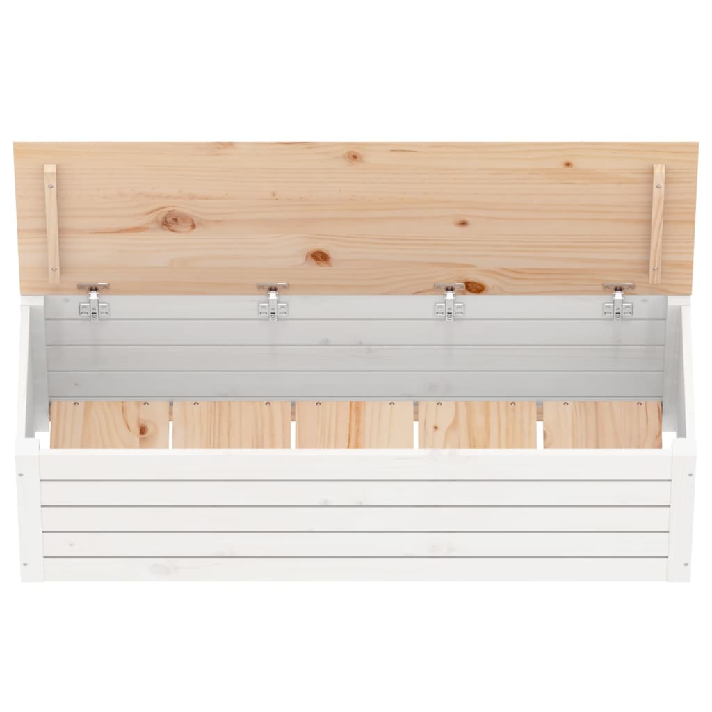 vidaXL Caixa de arrumação 109x36,5x33cm madeira de pinho maciça branco