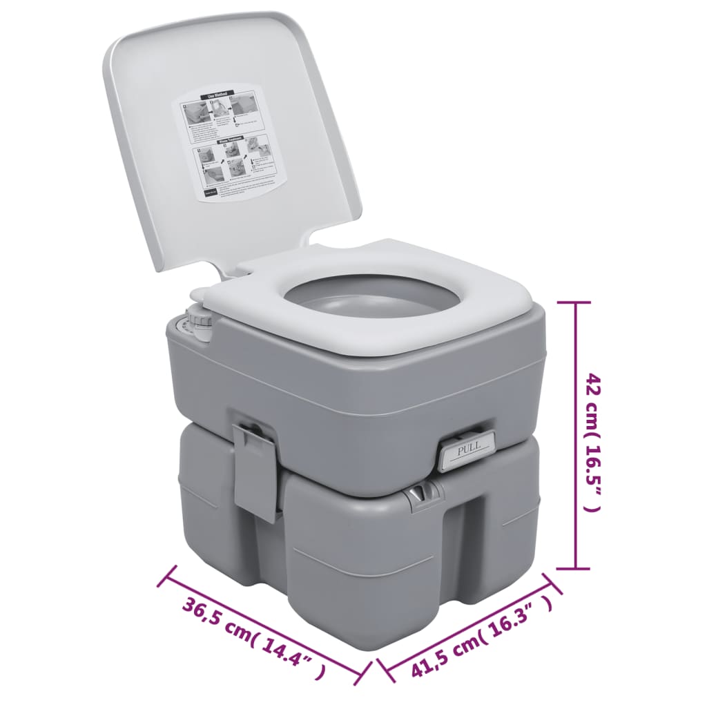 vidaXL Conjunto sanita portátil com lavatório para campismo