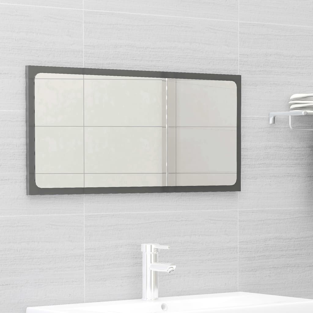 vidaXL Conj. de móveis de casa de banho contraplacado cinza brilhante