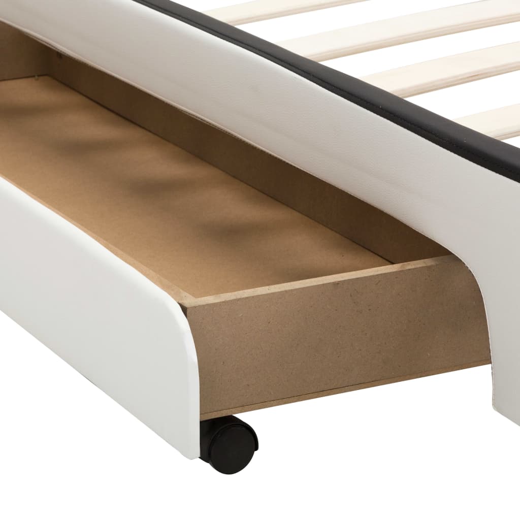 vidaXL Estrutura de cama com LED 100x200 cm couro artificial branco