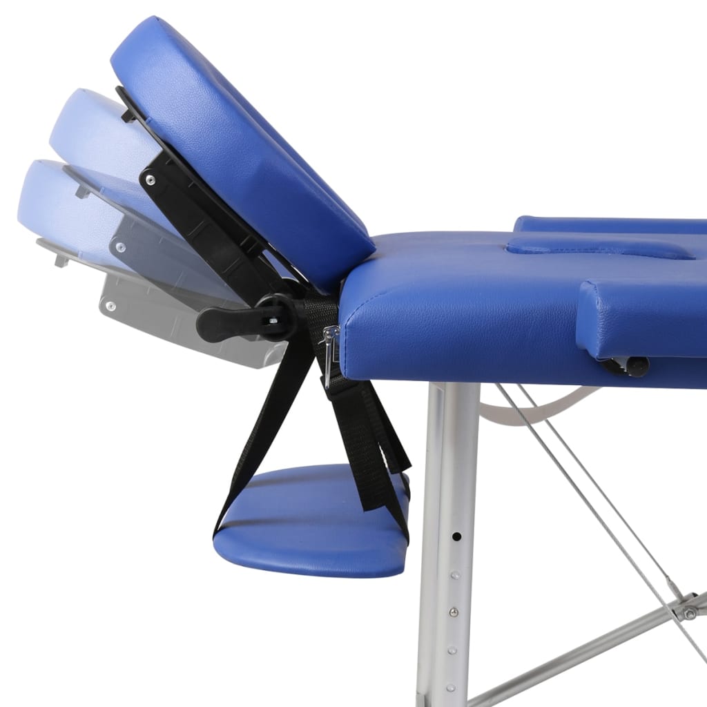 vidaXL Mesa massagem dobrável 2 zonas estrutura alumínio azul