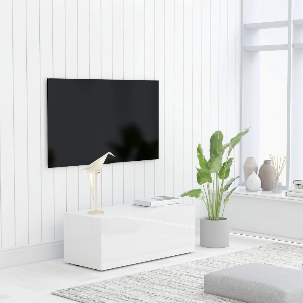 vidaXL Móvel de TV 80x34x30 cm contraplacado branco brilhante