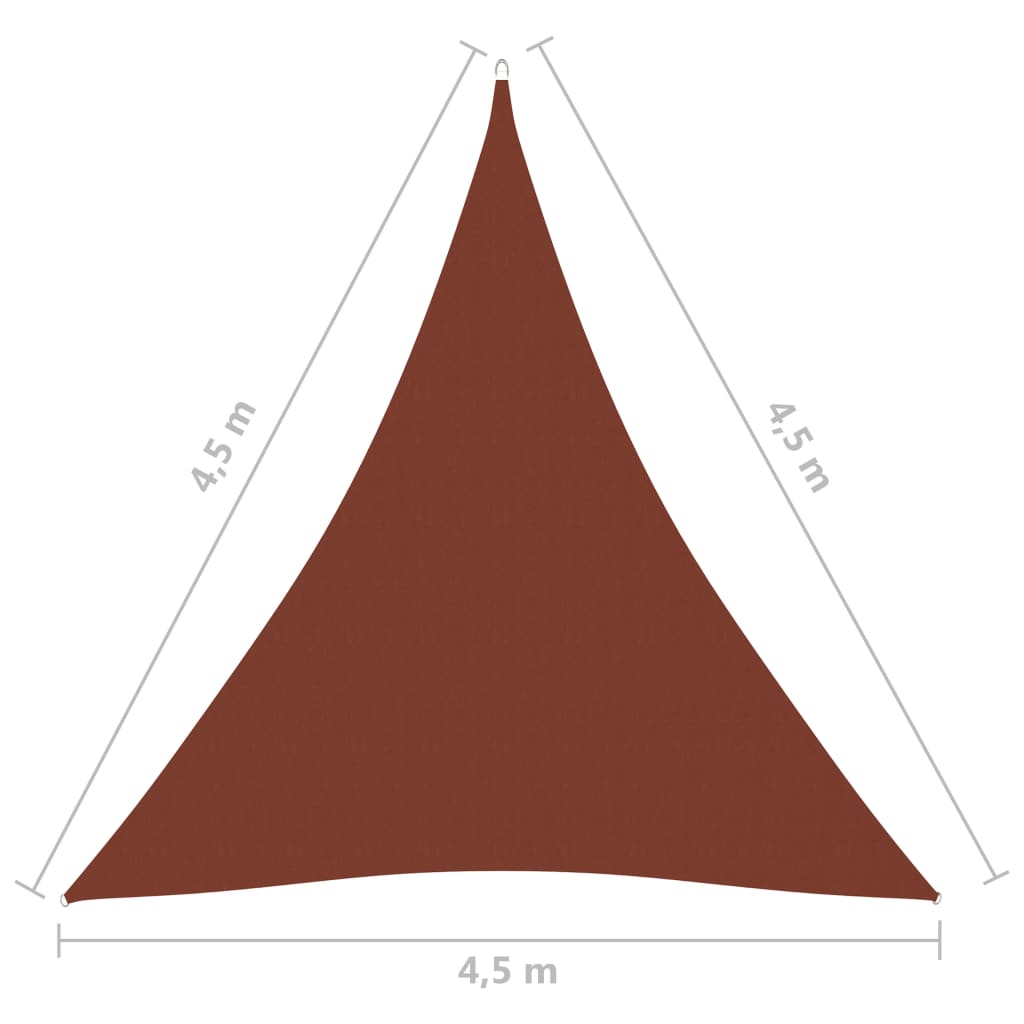 vidaXL Para-sol vela tecido oxford triangular 4,5x4,5x4,5 m terracota