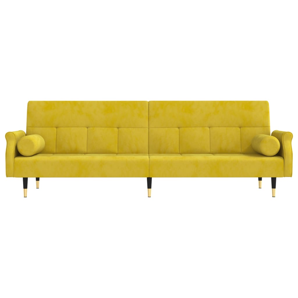 vidaXL Sofá-cama com almofadões veludo amarelo