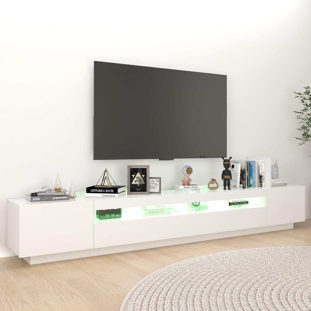 vidaXL Móvel de TV com luzes LED 260x35x40 cm branco