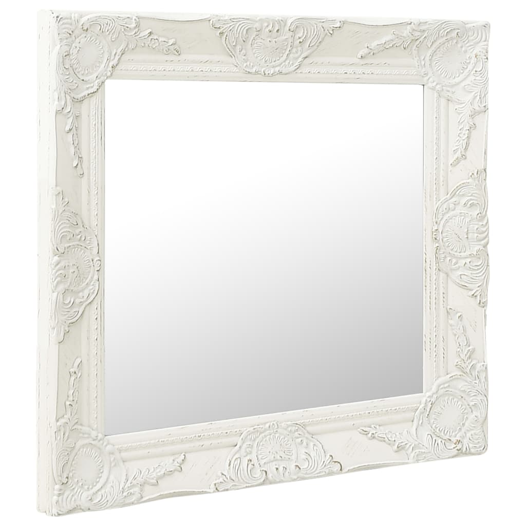 vidaXL Espelho de parede estilo barroco 50x50 cm branco