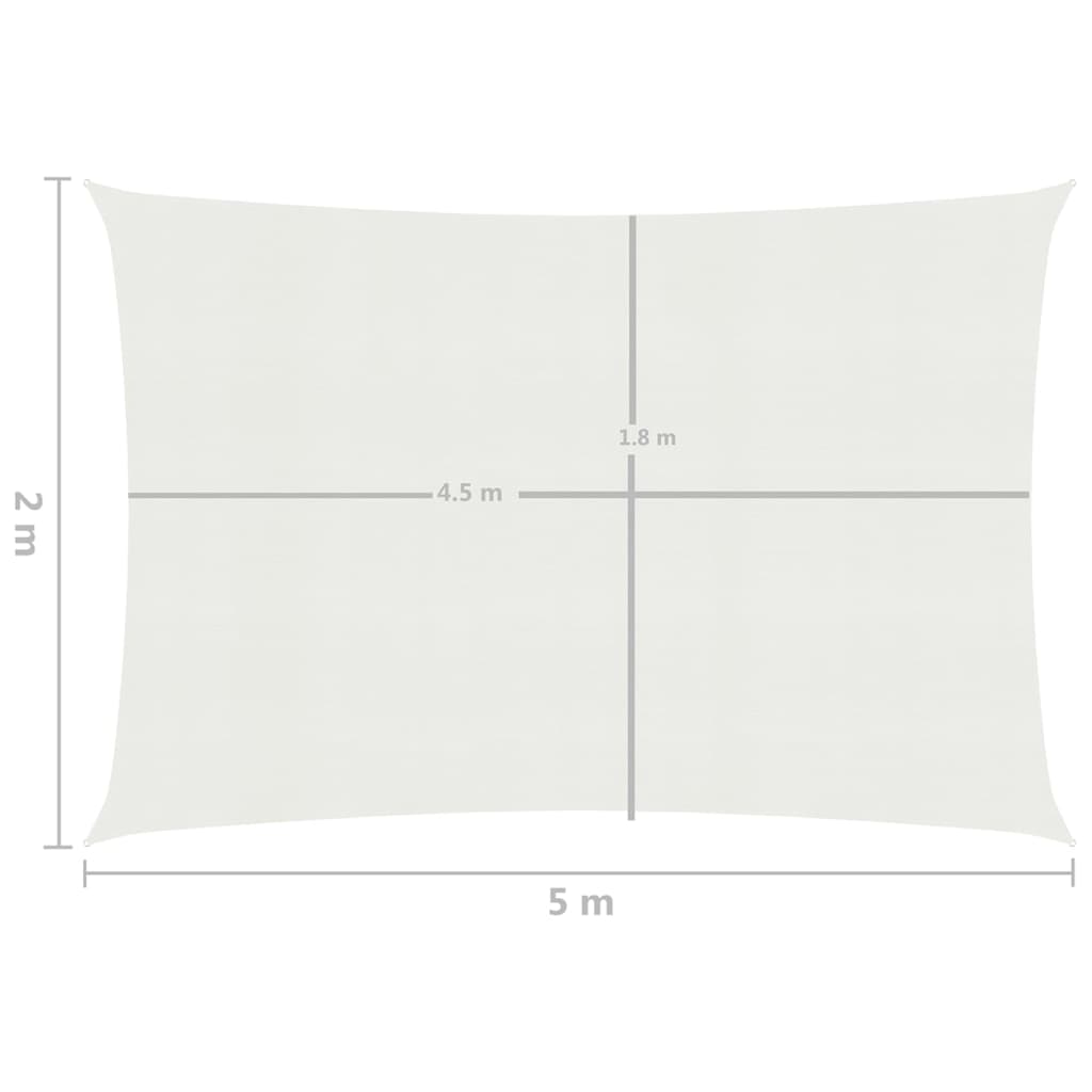 vidaXL Para-sol estilo vela 160 g/m² 2x5 m PEAD branco