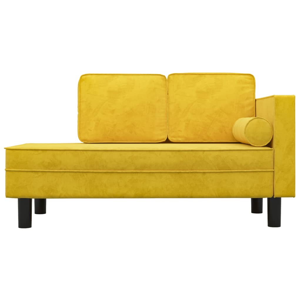 vidaXL Chaise longue com almofadões e rolo veludo amarelo