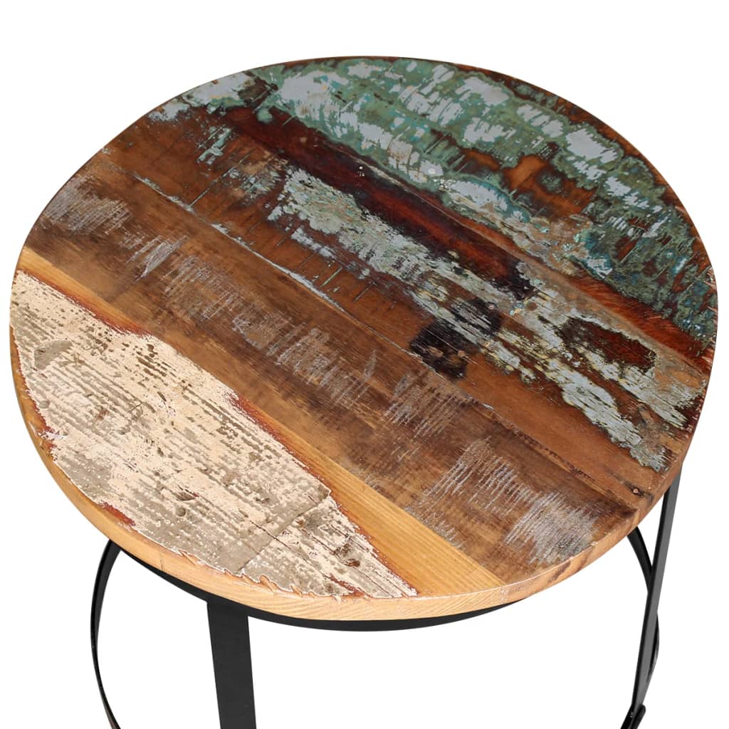 vidaXL Conjunto mesa centro redonda madeira reciclada 2 pcs 40cm/50cm