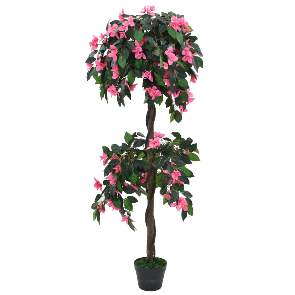 vidaXL Planta rododendro artificial com vaso 155 cm verde e rosa