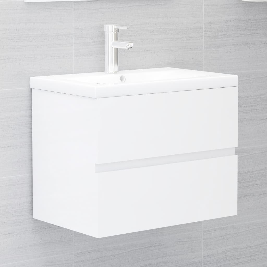 vidaXL Armário lavatório 60x38,5x45 cm contraplacado branco brilhante