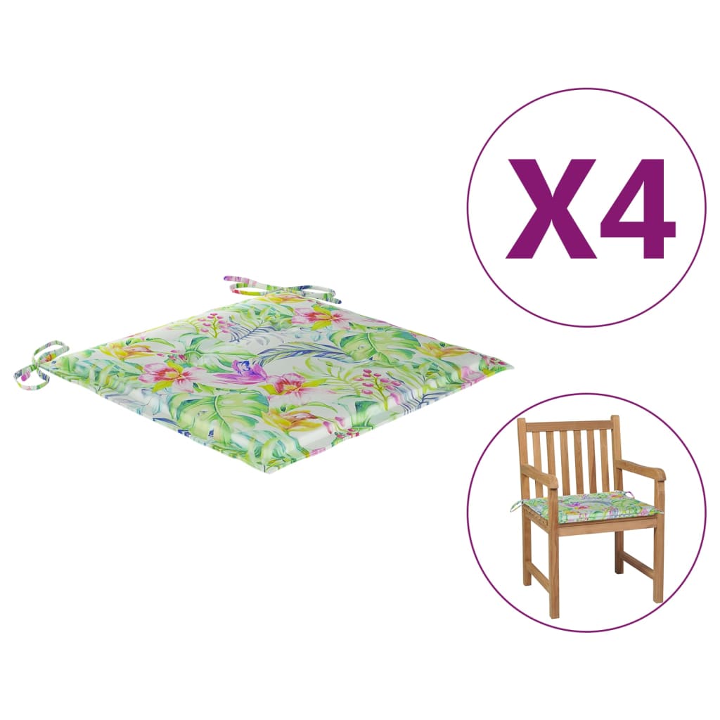 vidaXL Almofadões cadeiras jardim 4pcs tecido oxford padrão folhas