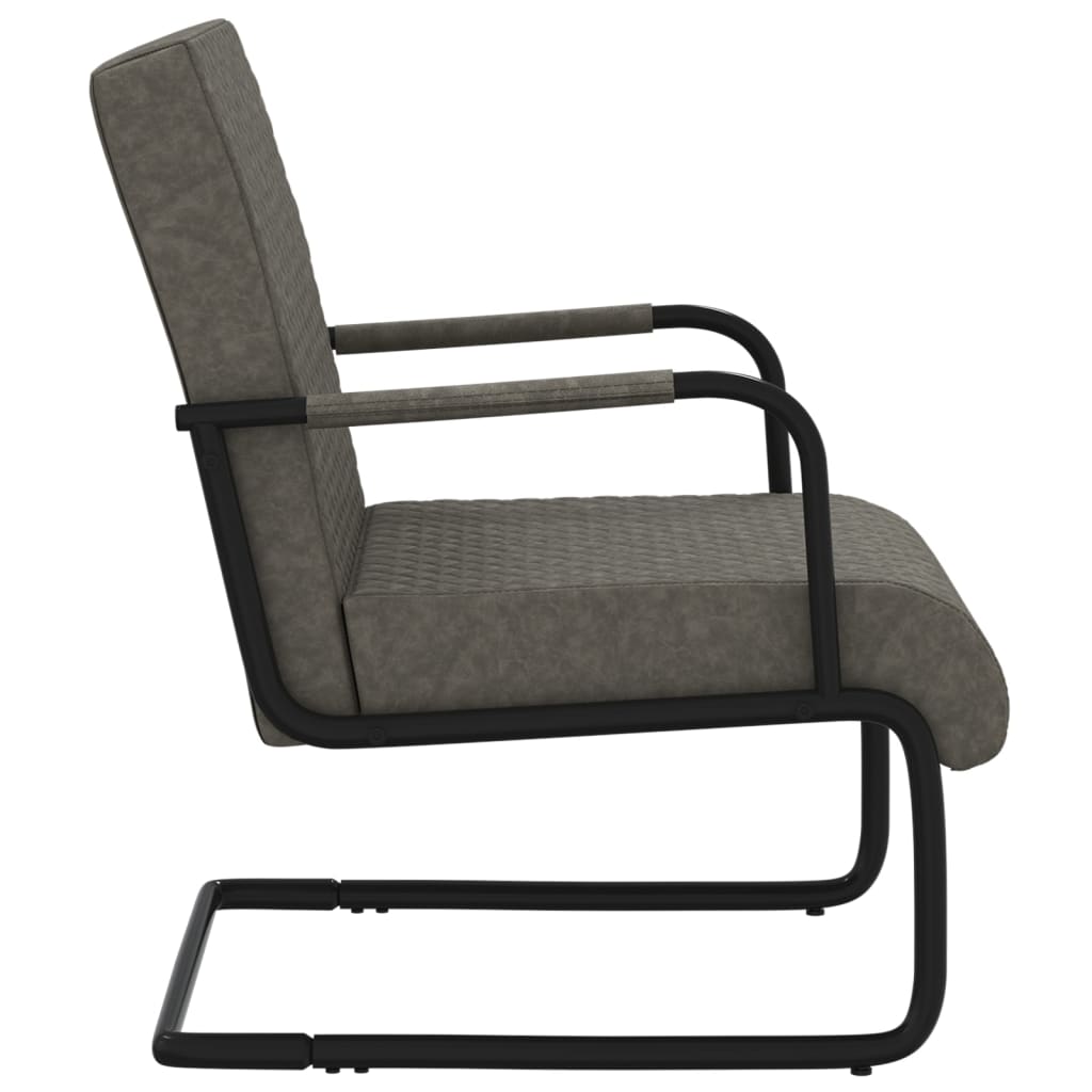 vidaXL Cadeira cantilever em couro artificial cinzento-escuro