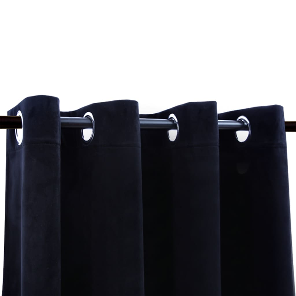 vidaXL Cortinas blackout com argolas 2 pcs 140x245 cm veludo preto