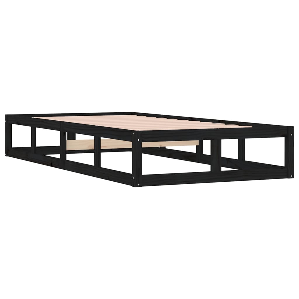 vidaXL Estrutura de cama 100x200 cm preto madeira maciça