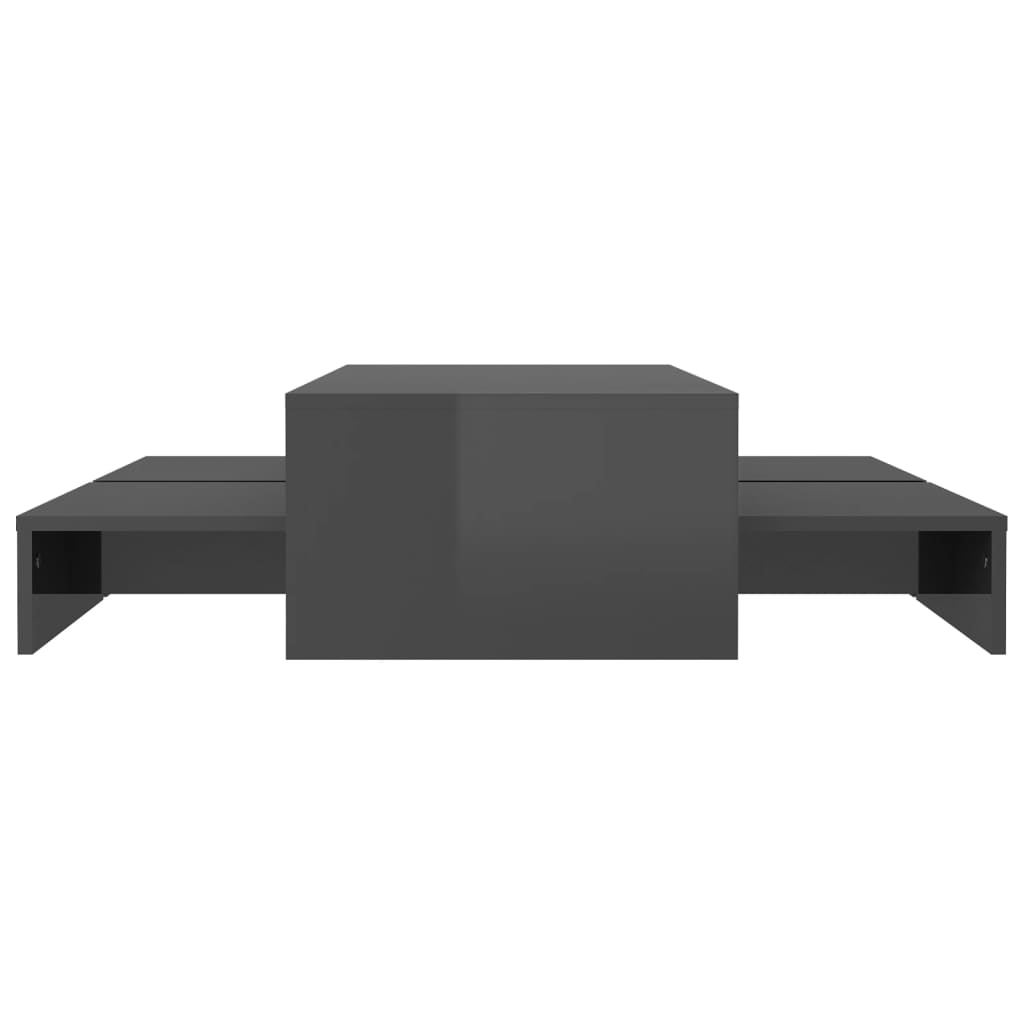 vidaXL Conjunto de mesas de centro 100x100x26,5 cm cinzento brilhante
