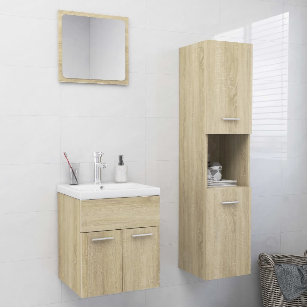 vidaXL Conjunto móveis casa de banho contraplacado carvalho sonoma