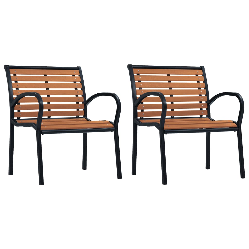 vidaXL Cadeiras de jardim 2 pcs aço e WPC preto e castanho