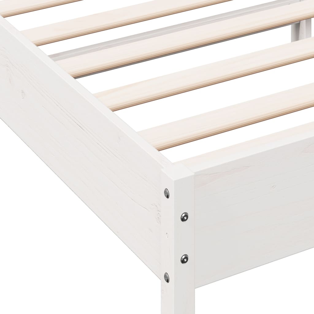 vidaXL Estrutura de cama com cabeceira 90x190 cm pinho maciço branco