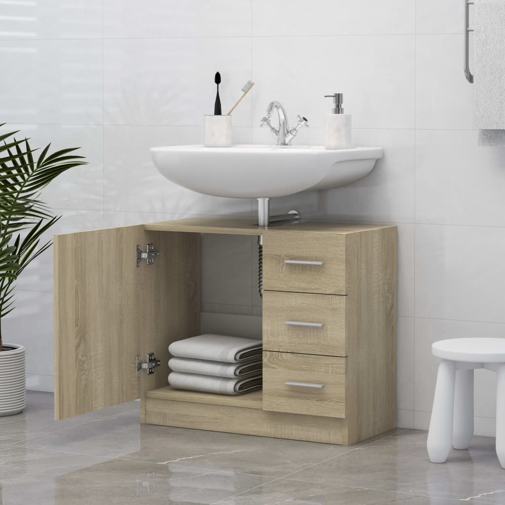 vidaXL Armário lavatório 63x30x54cm derivados madeira carvalho sonoma