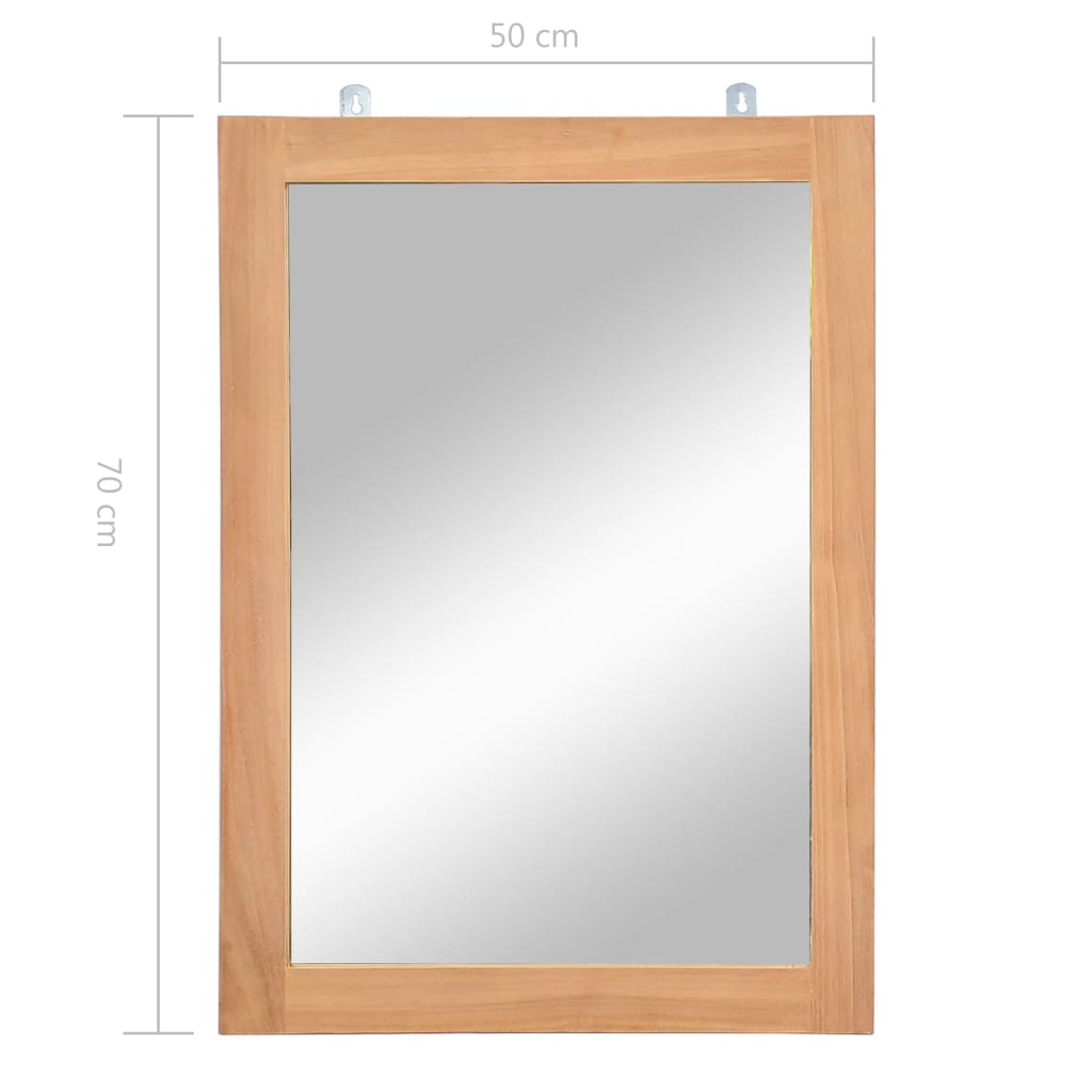 vidaXL Espelho de parede em teca maciça 50x70 cm