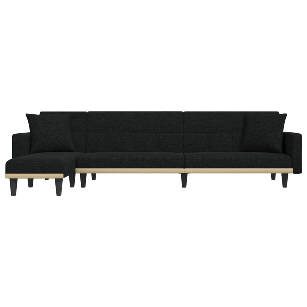 vidaXL Sofá-cama em forma de L 275x140x70 cm tecido preto