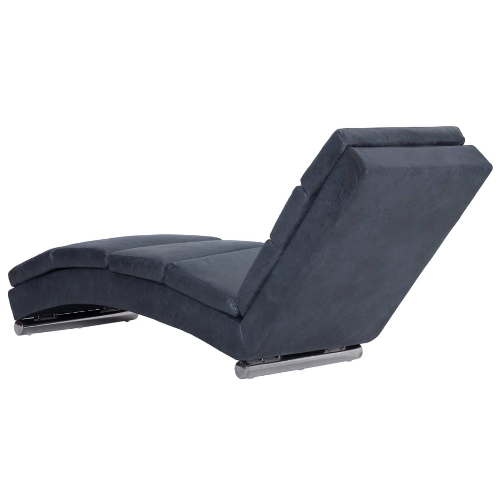 vidaXL Chaise longue camurça artificial cinzento