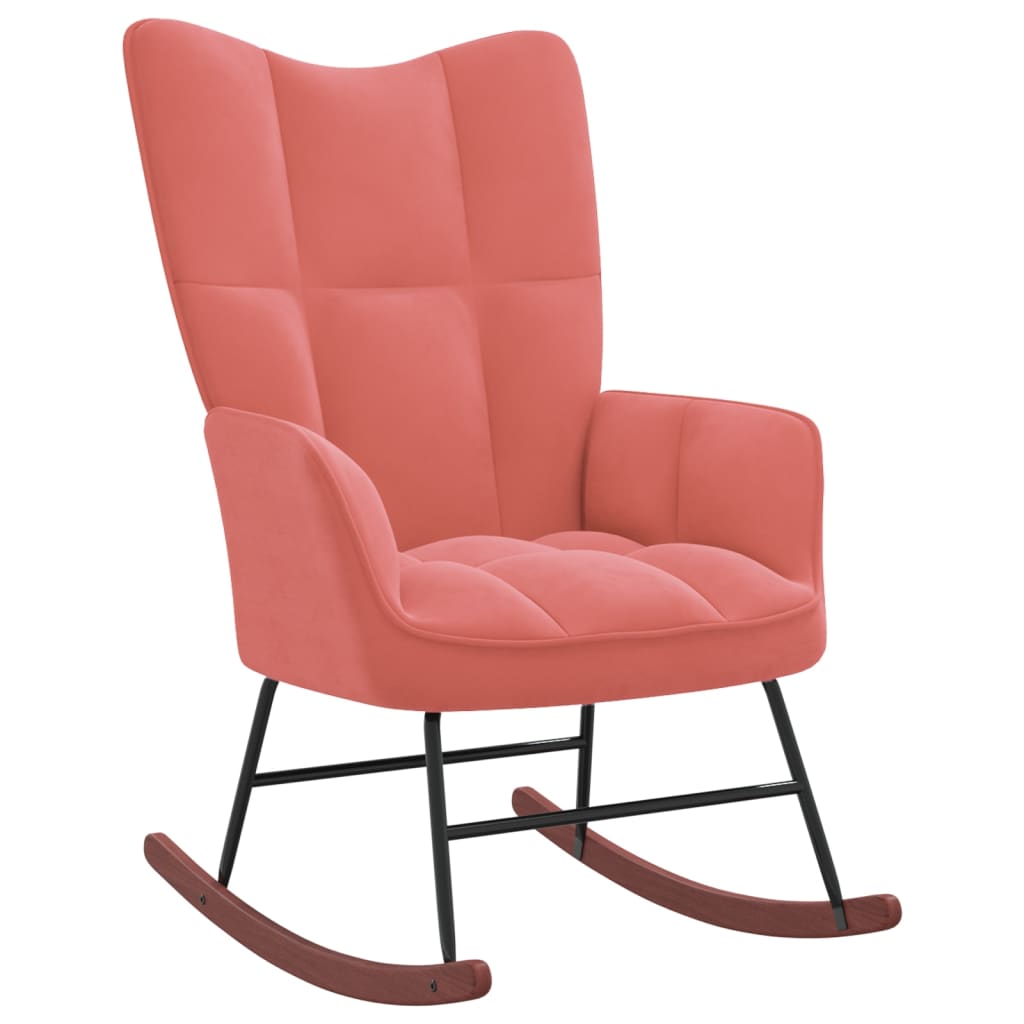 vidaXL Cadeira de baloiço com banco veludo rosa