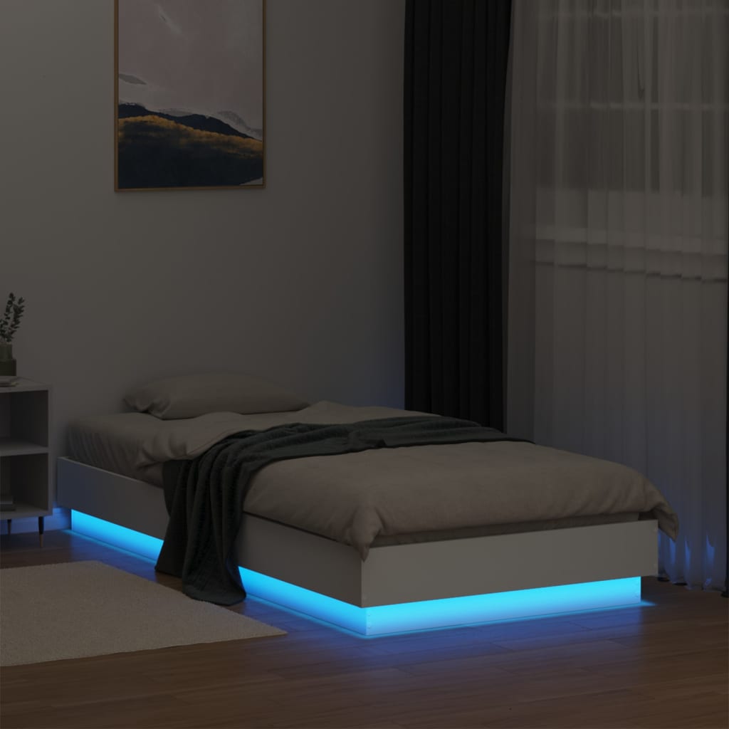 vidaXL Estrutura de cama com luzes LED 90x190 cm branco