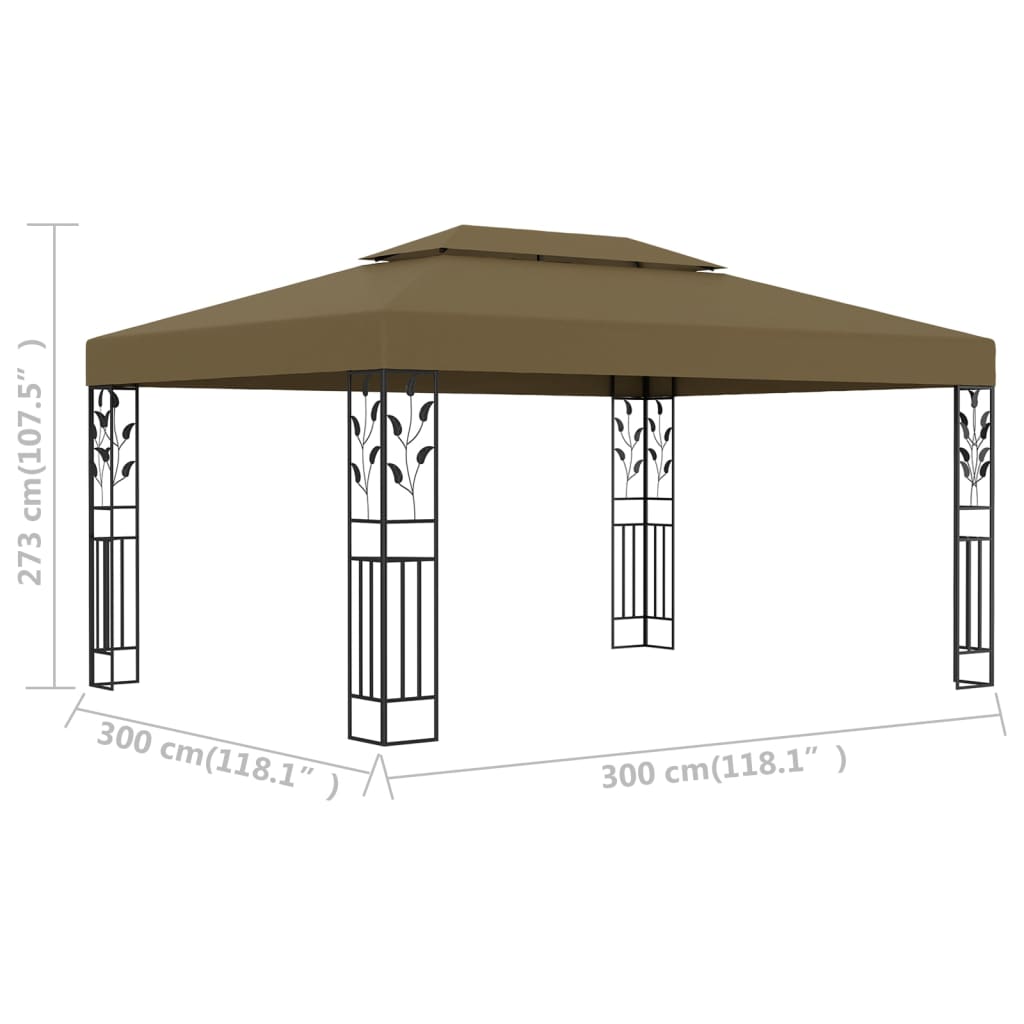 vidaXL Gazebo com telhado duplo 3x4 m 180 g/m² cinza-acastanhado
