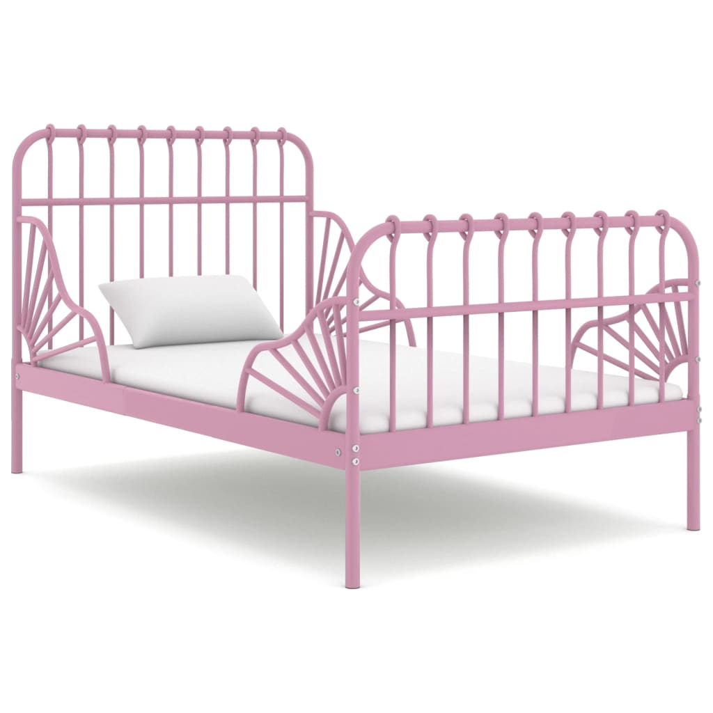 vidaXL Estrutura de cama extensível em metal rosa 80x130/200 cm