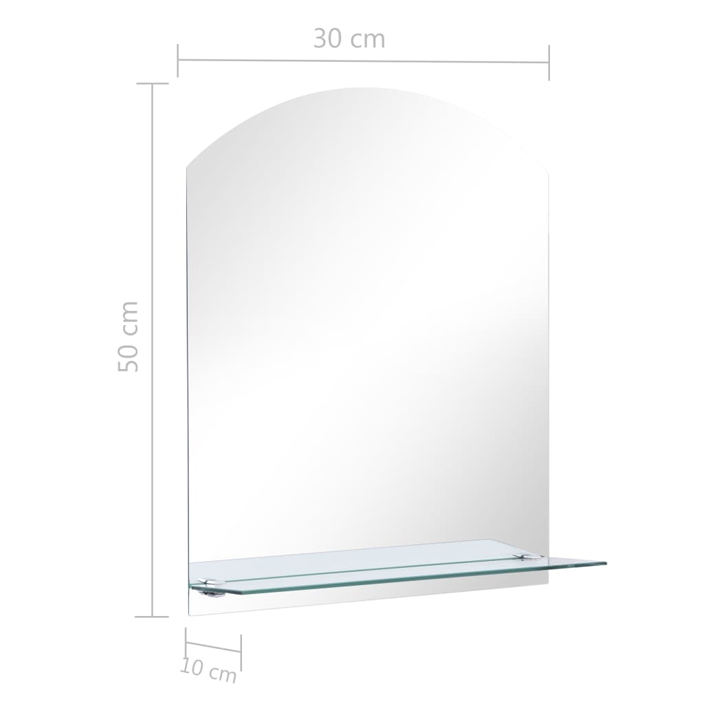 vidaXL Espelho de parede c/ prateleira vidro temperado 30x50 cm