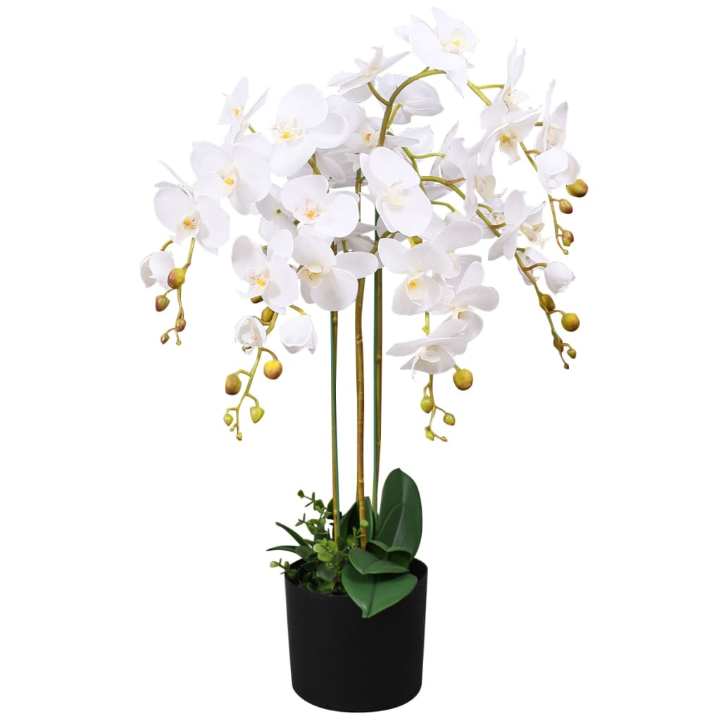 vidaXL Planta orquídea artificial com vaso 75 cm branco