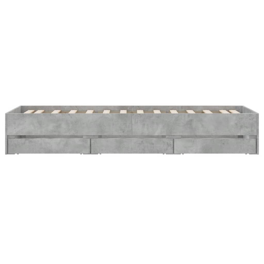 vidaXL Estrutura de cama c/ gavetas derivados de madeira cinza-cimento