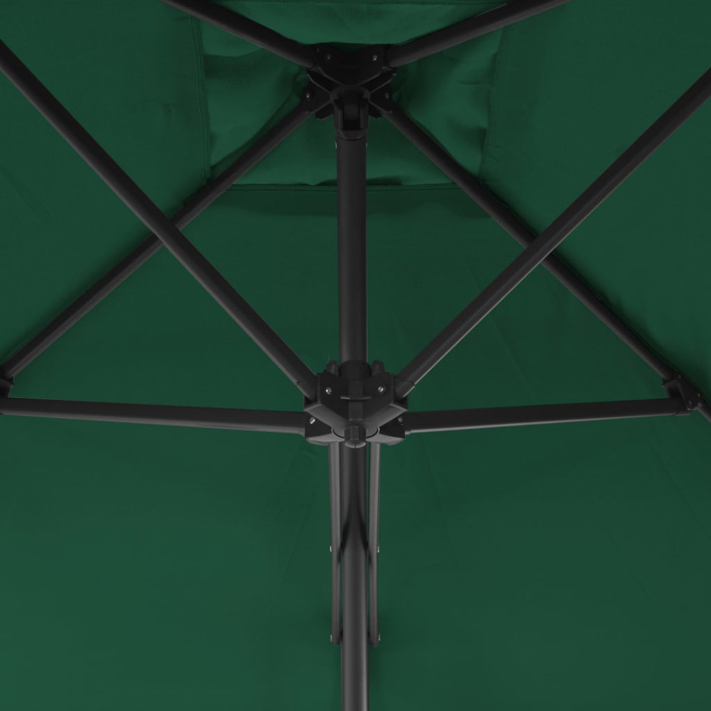vidaXL Guarda-sol de exterior com poste de aço 300 cm verde