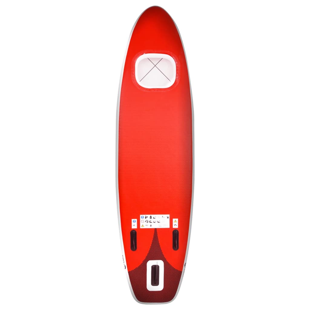 vidaXL Conjunto prancha de paddle SUP insuflável 300x76x10 cm vermelho