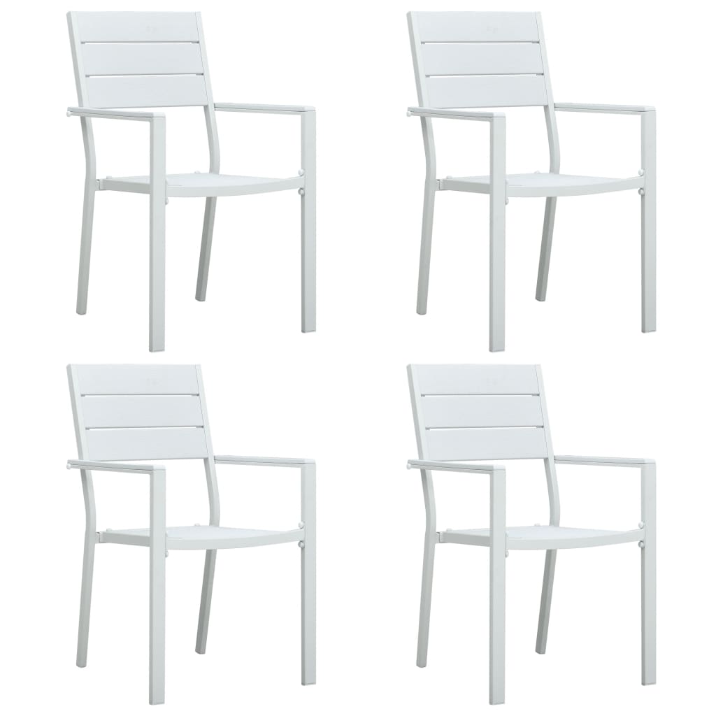 vidaXL Cadeiras jardim 4 pcs PEAD aspeto madeira branco